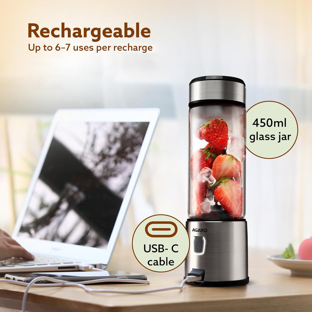 ortable USB Rechargeable Mini Juicer Blender,Electric Juicer Bottle For Smoothies and Juices, Mixer Juicer that Crushes Ice,